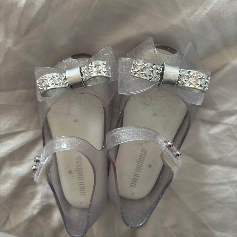 Mini Melissa Silver Flats with silver  Embellishments